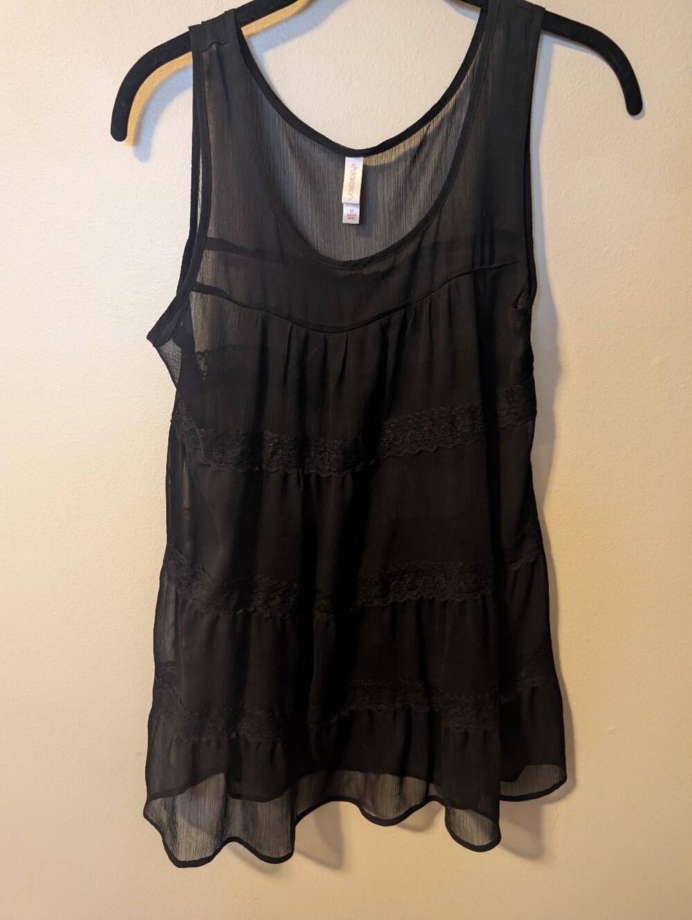 Target Xhilaration Sheer Black Flowy Festival Lace Tank Top Medium